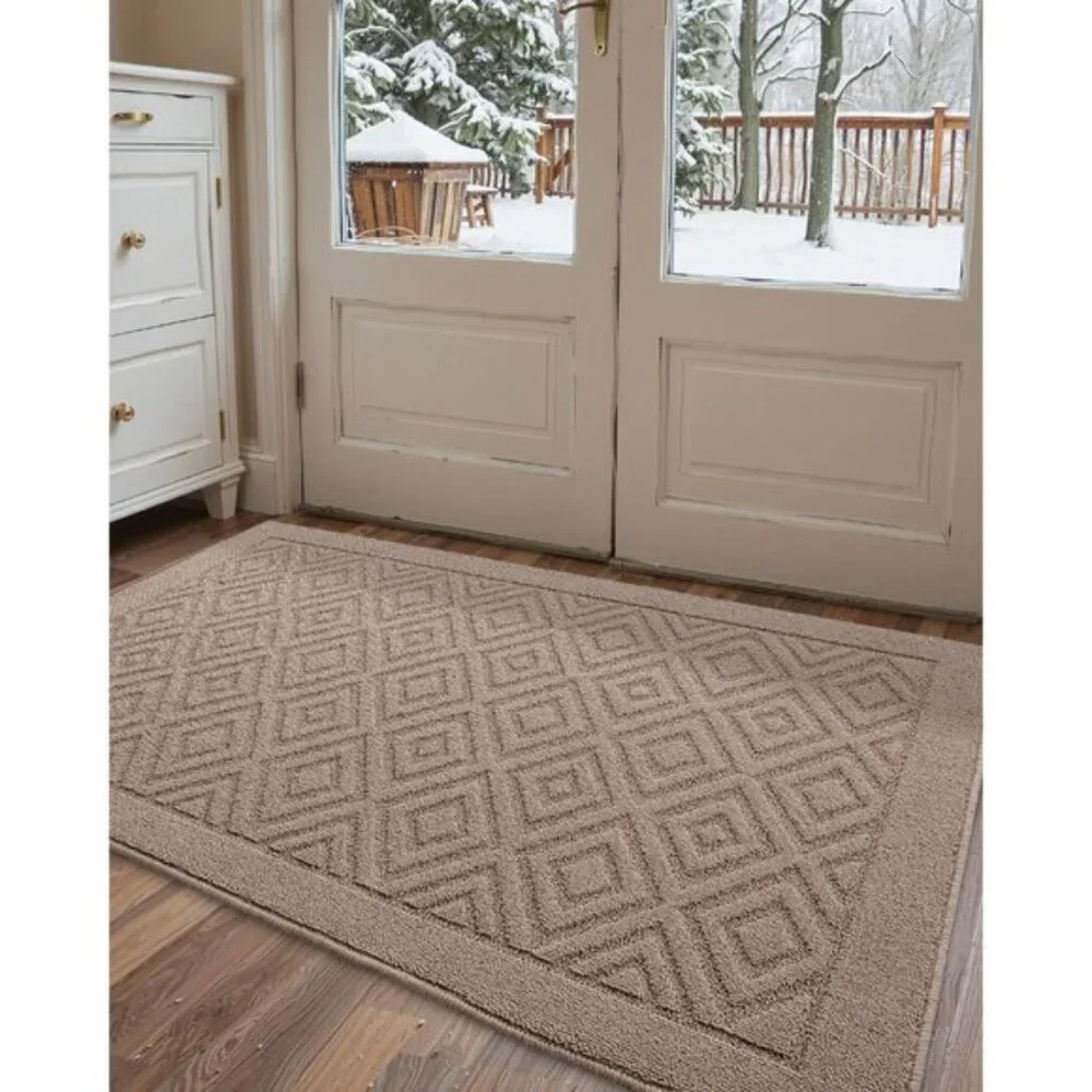 New 24x36Inch Front Door Mat, Non-Slip, Absorbent, Washable Doormat - Beige